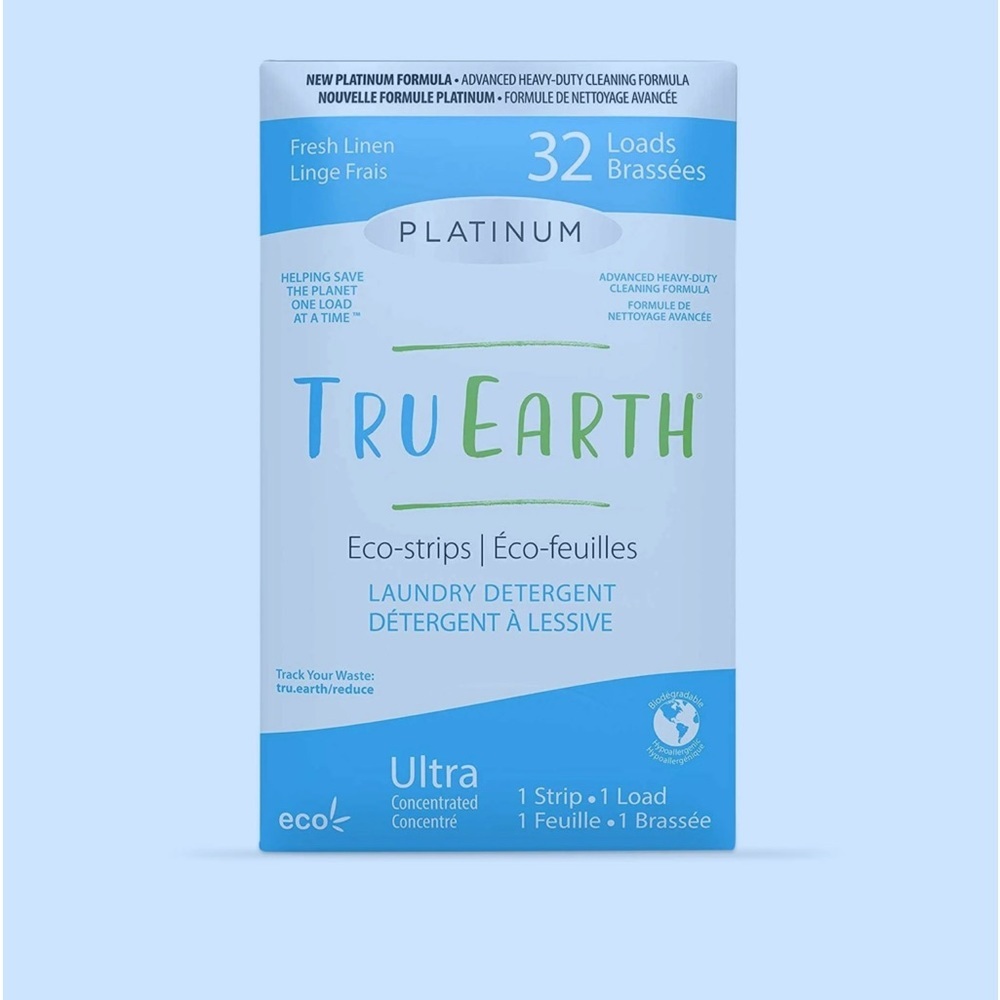 Tru Earth Platinum Eco-Strips Laundry Detergent 32 Loads Fresh Linen